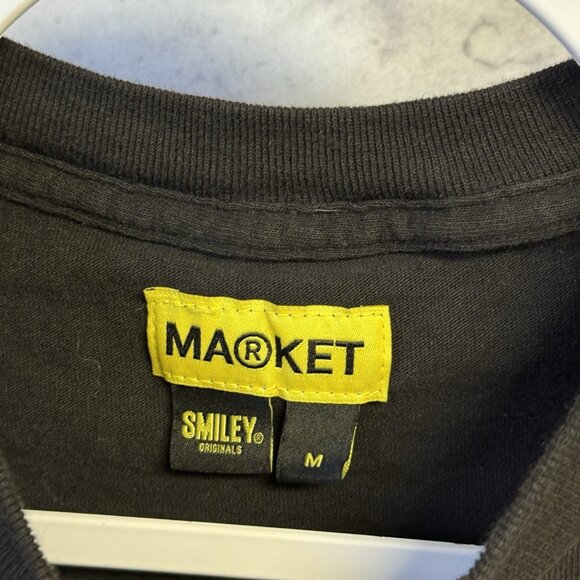 Market Smiley Face T Shirt Mens M 18.5x26.5 Black Short Sleeve Nature Streetwear - Picture 5 of 7